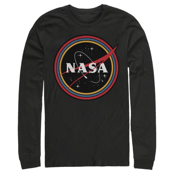 Men_s NASA Galaxy In Rainbow Circles Long Sleeve Shirt