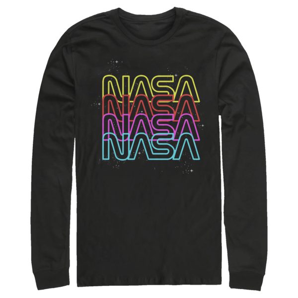 Men_s NASA Neon Rainbow Repeat Text Logo Long Sleeve Shirt