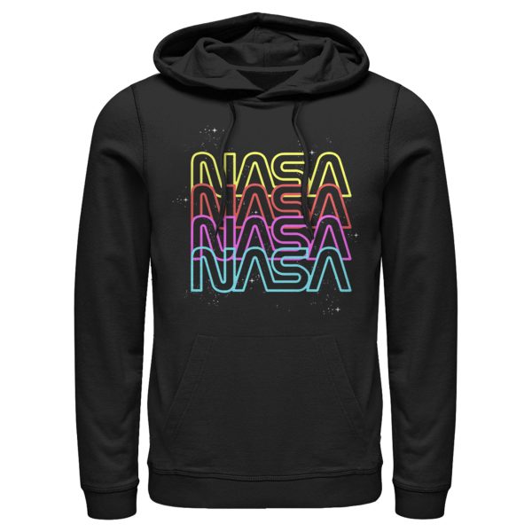 Men_s NASA Neon Rainbow Repeat Text Logo Pull Over Hoodie