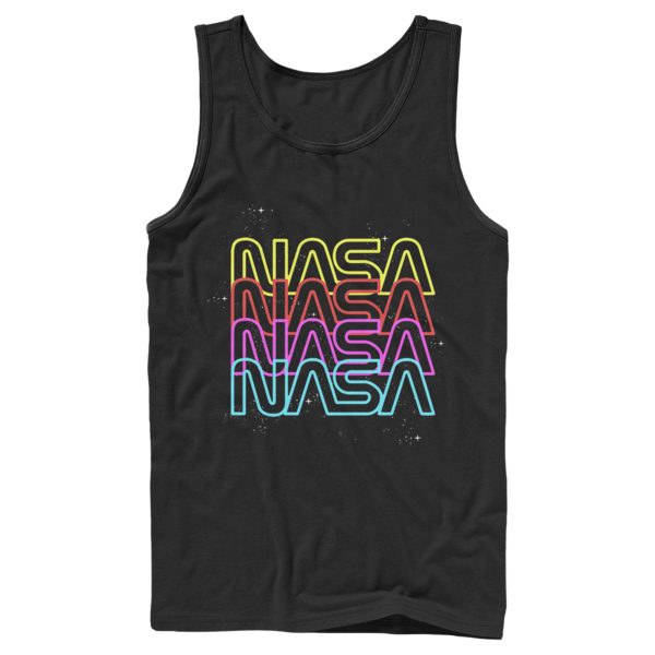 Men_s NASA Neon Rainbow Repeat Text Logo Tank Top