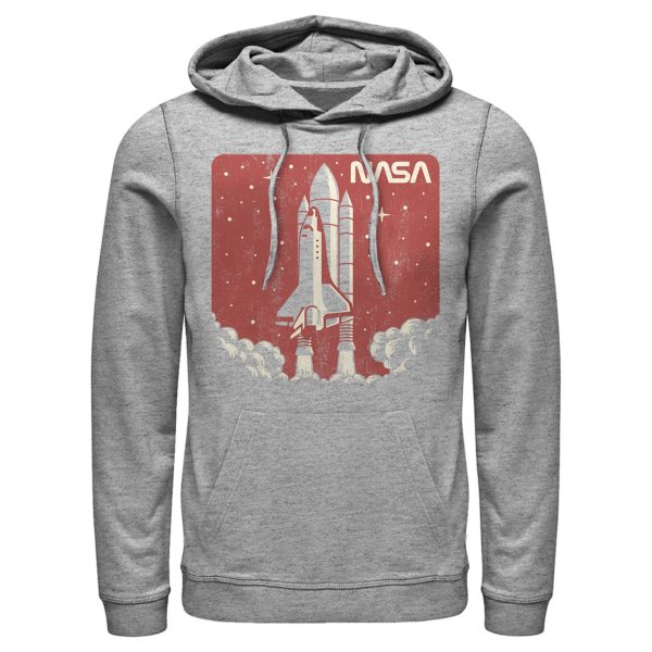 Men_s NASA Red And Orange Hue Lift Off Sticker Logo Pull Over Hoodie