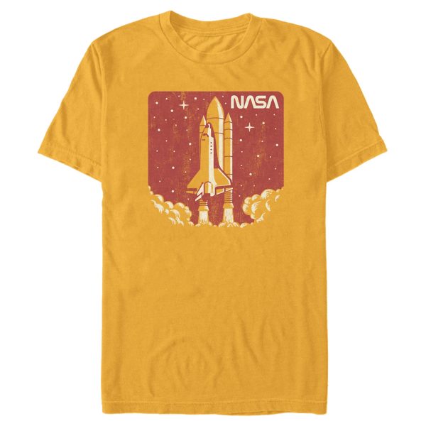 Men_s NASA Red And Orange Hue Lift Off Sticker Logo T-Shirt