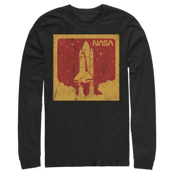 Men_s NASA Red And Orange Rocket Launch Poster Long Sleeve Shirt