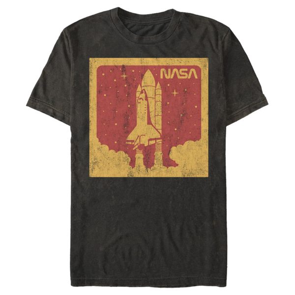 Men_s NASA Red And Orange Rocket Launch Poster T-Shirt