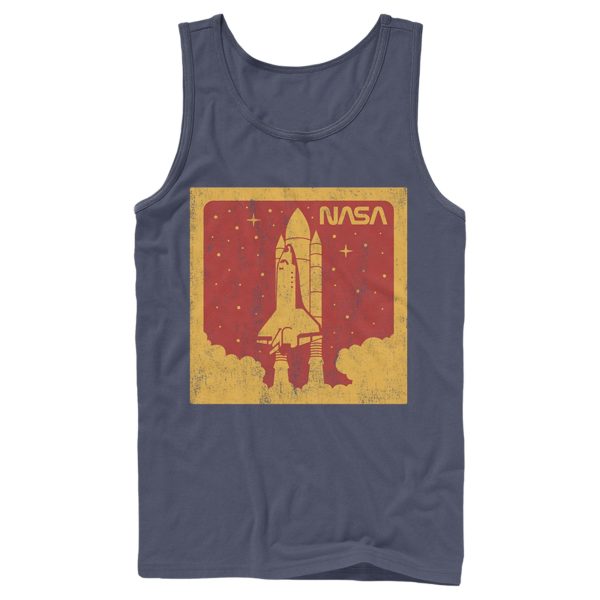 Men_s NASA Red And Orange Rocket Launch Poster Tank Top