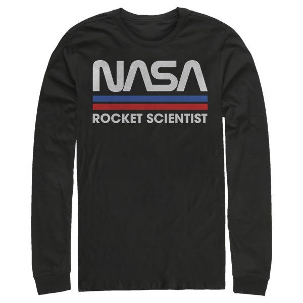 Men_s NASA Rocket Scientist Vintage Striped Logo Long Sleeve Shirt