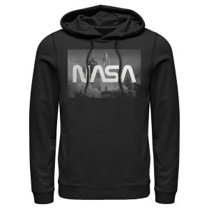Men_s NASA Space Shuttle Blast Off Text Over Lay Pull Over Hoodie