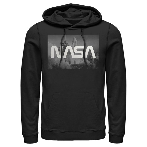 Men_s NASA Space Shuttle Blast Off Text Over Lay Pull Over Hoodie