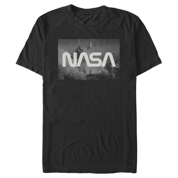 Men_s NASA Space Shuttle Blast Off Text Over Lay T-Shirt