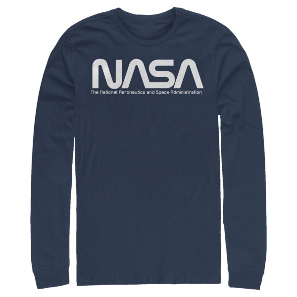 Men_s NASA Text Simple Logo Long Sleeve Shirt