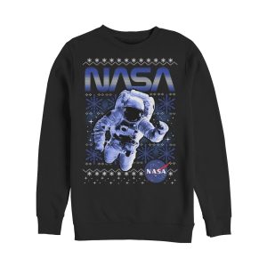 Men_s NASA Ugly Christmas Astronaut Print Sweatshirt