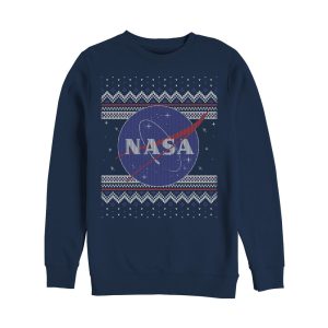 Men_s NASA Ugly Christmas Logo Print Sweatshirt