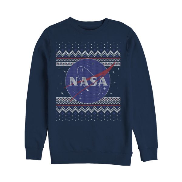 Men_s NASA Ugly Christmas Logo Print Sweatshirt