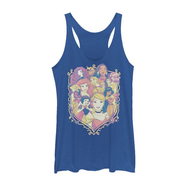 Women_s Disney Princesses Collage Emblem Racerback Tank Top