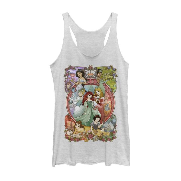 Women_s Disney Princesses Vintage Collage Racerback Tank Top