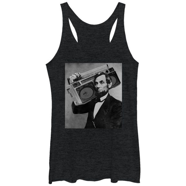 Women_s Lost Gods Abraham Lincoln Boombox Racerback Tank Top