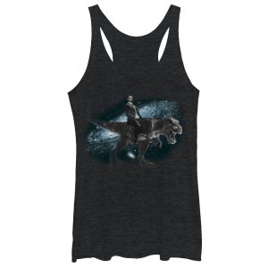 Women_s Lost Gods Abraham Lincoln Space T. Rex Racerback Tank Top