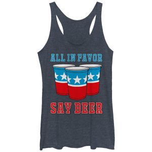 Women_s Lost Gods All in Favor Say Beer Racerback Tank Top