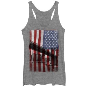 Women_s Lost Gods American Flag Brooklyn Bridge Racerback Tank Top