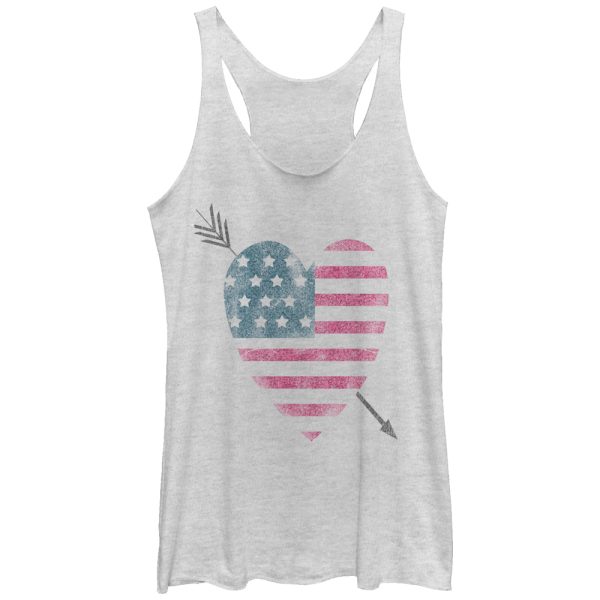 Women_s Lost Gods American Flag Heart Racerback Tank Top