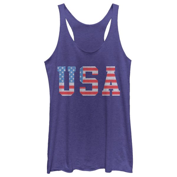 Women_s Lost Gods American Flag Letters USA Racerback Tank Top