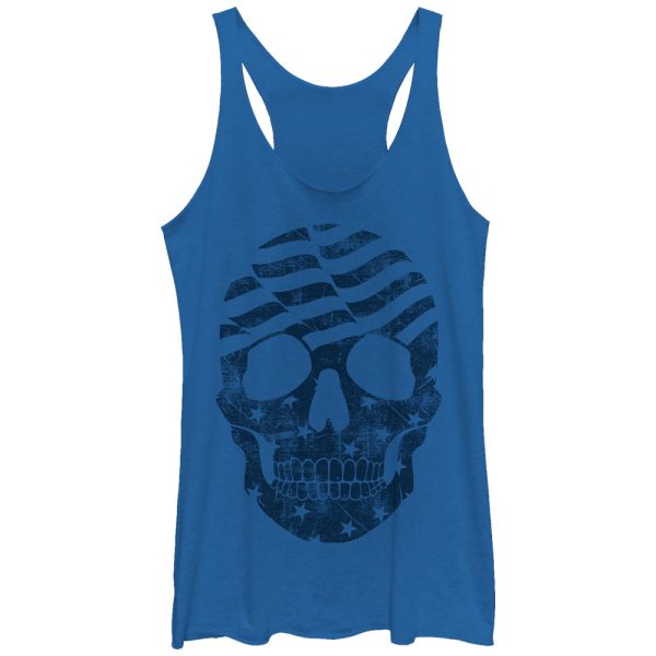 Women_s Lost Gods American Flag Skull Racerback Tank Top