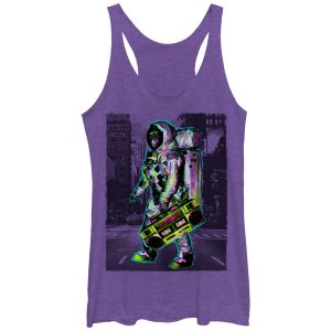 Women_s Lost Gods Astronaut Chimpanzee Boombox City Racerback Tank Top