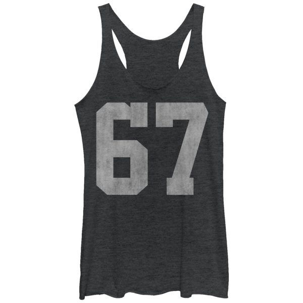 Women_s Lost Gods Athletic Number 67 Racerback Tank Top