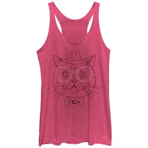 Women_s Lost Gods Bow Tie Cat Racerback Tank Top