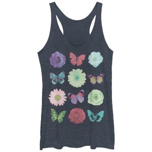 Women_s Lost Gods Butterfly Flower Racerback Tank Top