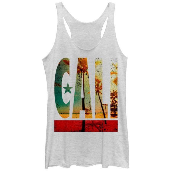 Women_s Lost Gods Cali Flag Palm Trees Racerback Tank Top