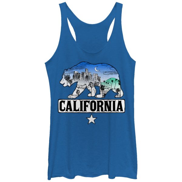 Women_s Lost Gods California Flag Bear City Racerback Tank Top