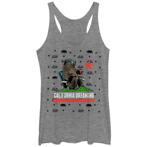 Women_s Lost Gods California Flag Bear Dreaming Racerback Tank Top