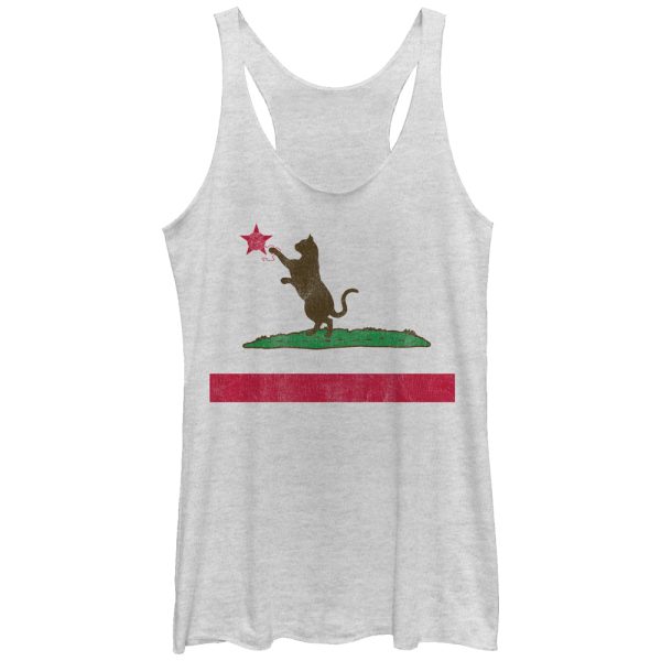 Women_s Lost Gods California Flag Cat Racerback Tank Top