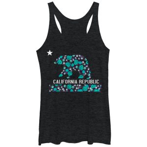 Women_s Lost Gods California Flower Flag Racerback Tank Top