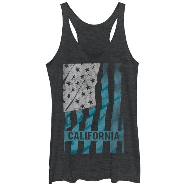 Women_s Lost Gods California Waving USA Flag Racerback Tank Top