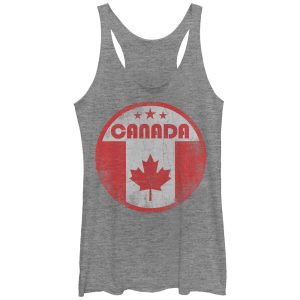 Women_s Lost Gods Canada Flag Circle Racerback Tank Top