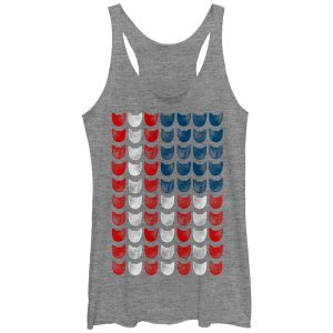 Women_s Lost Gods Cat American Flag Racerback Tank Top