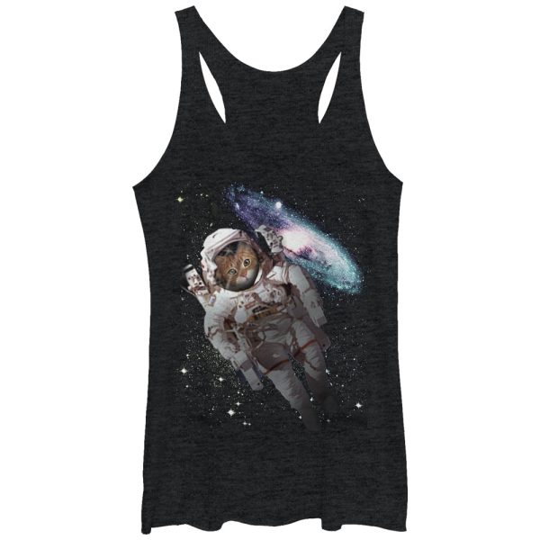 Women_s Lost Gods Cat Astronaut Space Galaxy Racerback Tank Top