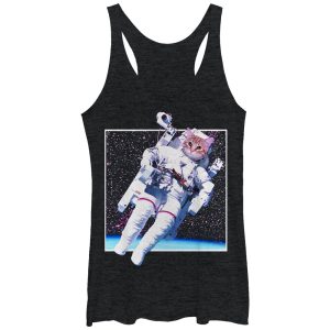 Women_s Lost Gods Cat Astronaut in Space Racerback Tank Top