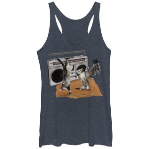 Women_s Lost Gods Cat Breakdancing Boombox Racerback Tank Top