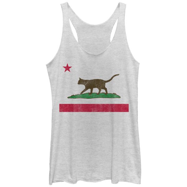 Women_s Lost Gods Cat California Flag Racerback Tank Top