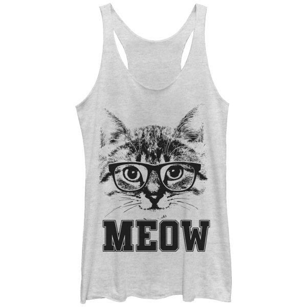 Women_s Lost Gods Cat Glasses Meow Racerback Tank Top