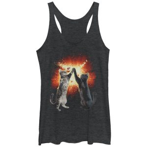 Women_s Lost Gods Cat High Five Explosion Racerback Tank Top