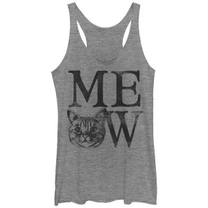 Women_s Lost Gods Cat Meow Racerback Tank Top