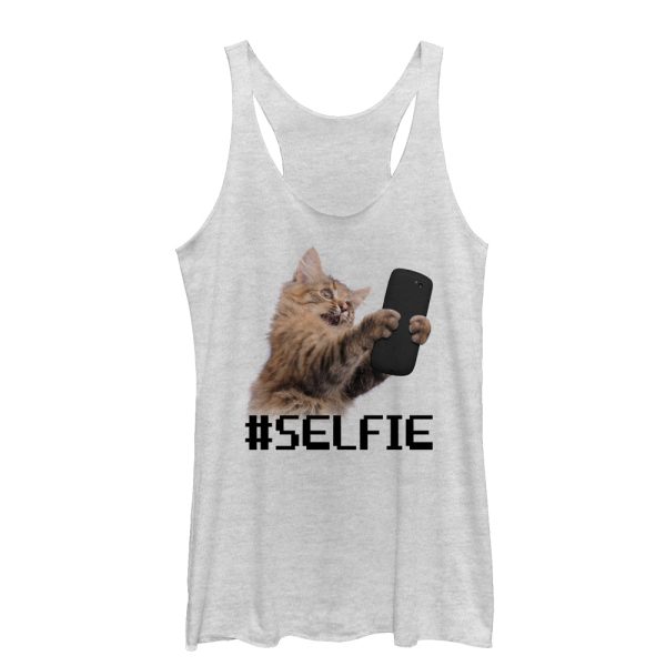 Women_s Lost Gods Cat Selfie Racerback Tank Top