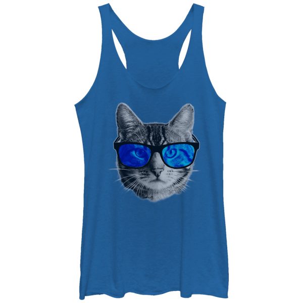 Women_s Lost Gods Cat in Sunglasses Racerback Tank Top