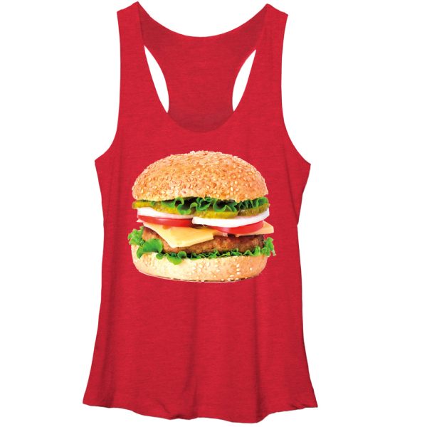 Women_s Lost Gods Cheeseburger Love Racerback Tank Top