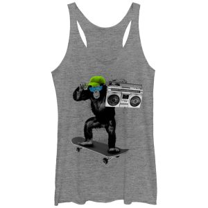 Women_s Lost Gods Chimpanzee Hat Boombox Racerback Tank Top