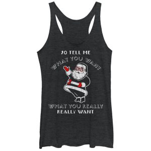 Women_s Lost Gods Christmas Santa Tell Me What You Want Racerback Tank Top